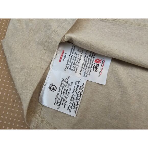 Ariat FR Shirt Utility Flame Resistant Long Sleeve Workwear Beige Men's Large - Picture 15 of 16